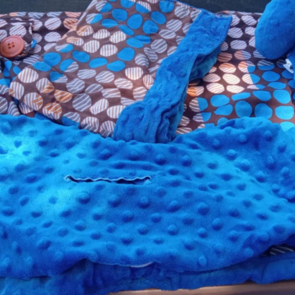 Blue and Brown Kids Blanket Set